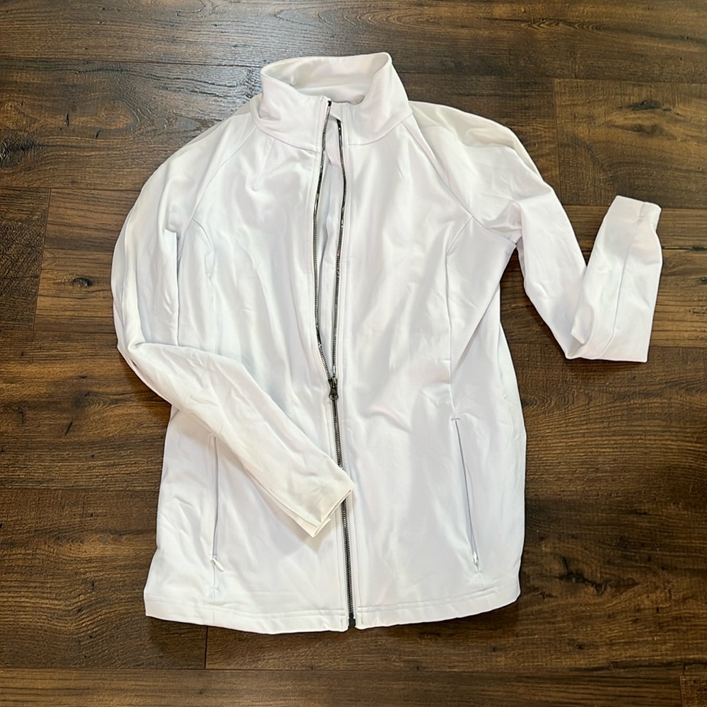 ALO yoga zip jacket with mesh detail.